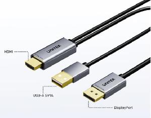 V1714A, UNITEK, 1.8M, 4K 60Hz HDMI to DP Adapter Cable with USB Power Plug V1714A, UNITEK, 1.8M, 4K 60Hz HDMI to DP Adapter Cable with USB Power Plug