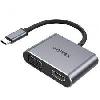  V1126A, UNITEK, USB Adapter, 4K 60Hz USB-C to HDMI 2.0 and VGA, with MST Dual Monitor.