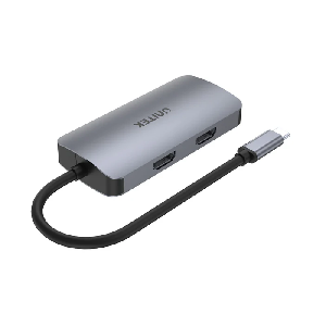D1051A Unitek P5 Trio 5-in-1 Type C to HDMI x2, VGA, USB 3.0, PD 100W, 15cm, 0.25Y D1051A Unitek P5 Trio 5-in-1 Type C to HDMI x2, VGA, USB 3.0, PD 100W, 15cm, 0.25Y