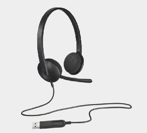  H340, Logitech, Earphone, computer headset, with noise-canceling mic BLACK USB 1.8 m 1Y, Black.