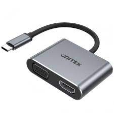  V1126A, UNITEK, USB Adapter, 4K 60Hz USB-C to HDMI 2.0 and VGA, with MST Dual Monitor.