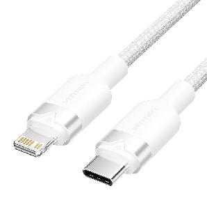 LALWF VENTION  USB 2.0 Type-C Male to Lightning Male 3A Cable 1M White Aluminum Alloy Type 6922794783584
