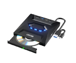 T1037A01,UNITEK, 5-in-1 External Optical Drive with USB Hub,SD Card Reader