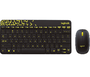  MK240, LOGITECH, Keyboard, Nano Wireless Combo, BLACK/CHARTREUSE .