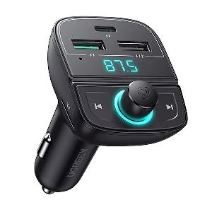  CD229, UGREEN, Power Supply, Bluetooth Car Charger BT5.0, PD, QC3.0, USB Flash Drive, TF, Black.