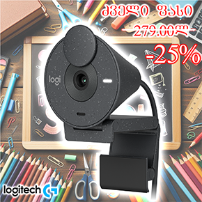  Brio 300, Logitech, Webcam, Full HD 1080p/30fps, 2mp,  70°, webcam noise-reducing mic GRAPHITE - USB  Type-C 1.5 m L960-0014